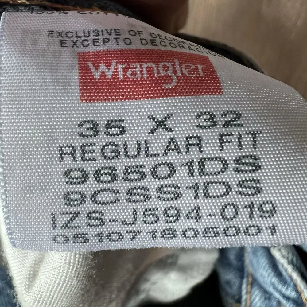 Wrangler Regular Fit Medium Was Blue Jeans Denim Pants Men's 35x32